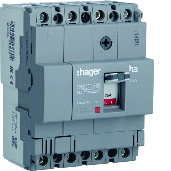 Disjoncteur Boitier Moulé h3 x160 TM F/F 4P4D In125A Icu18kA à cage HDA126L