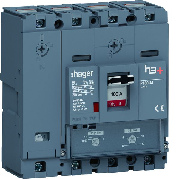 Disjoncteur Boitier Moulé h3+ P160 TM A/A 4P4D In100A Icu50kA à cage HMS101DC