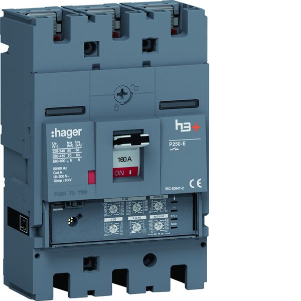 Disjoncteur Boitier Moulé h3+ P250 LSI 3P In160A Icu70kA à plage HET160JR