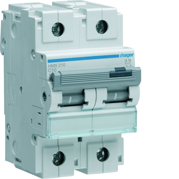 Disjoncteur 10A 2P 50kA Courbe C 3modules HMX210