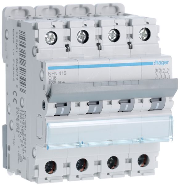 Disjoncteur 16A 4P 6-10kA Courbe C 4modules NFN416