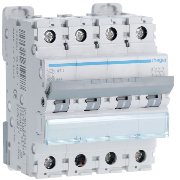 Disjoncteur 10A 4P 6-10kA Courbe B 4modules NEN410