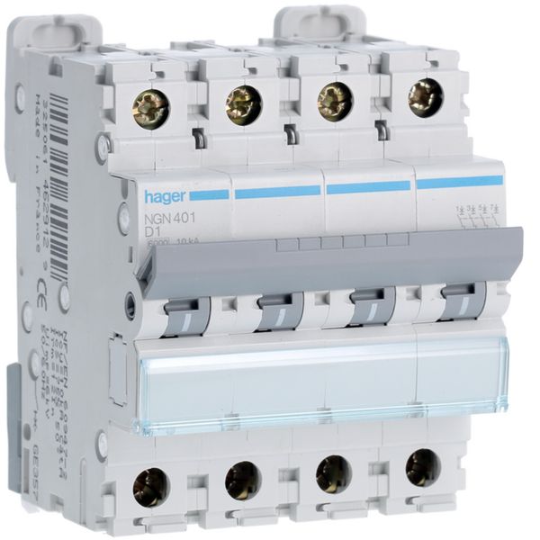 Disjoncteur 1A 4P 6-10kA Courbe D 4modules NGN401