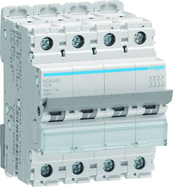 Disjoncteur 40A 4P 20kA Courbe B 4modules NQN440