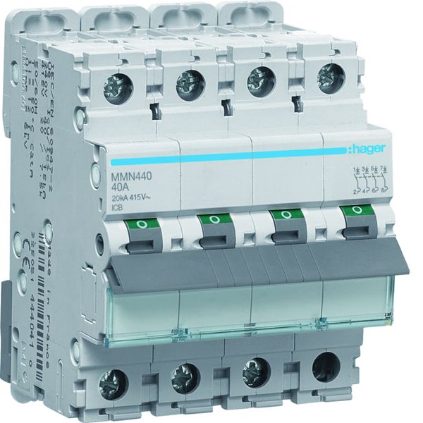 Disjoncteur magnétique 4P 20kA 40A 400V access. indicateur IEC 947-2 MMN440