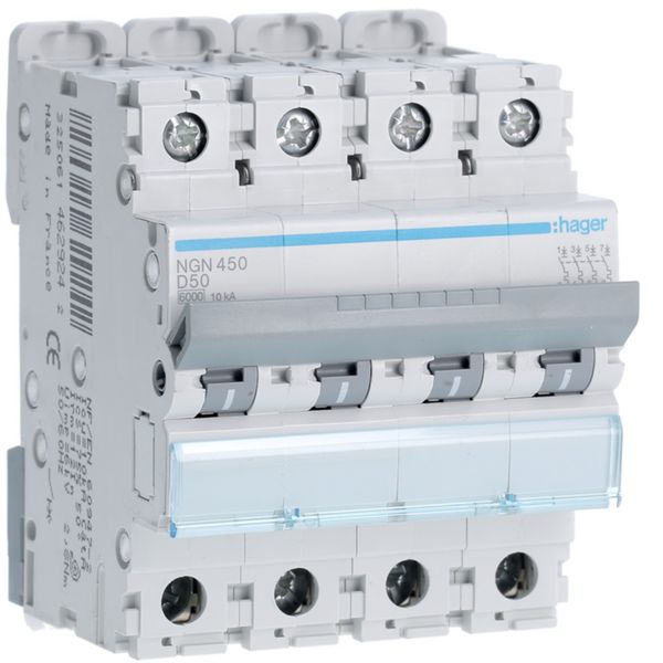 Disjoncteur 50A 4P 6-10kA Courbe D 4modules NGN450