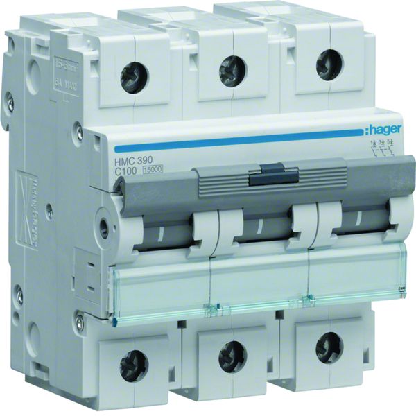 Disjoncteur 100A 3P 15kA Courbe C 4,5modules HMC390