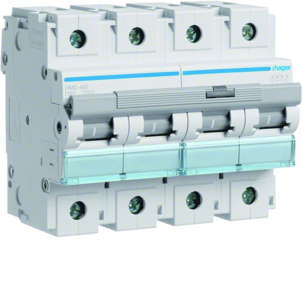 Disjoncteur 80A 4P 15kA Courbe D 6modules HMD480
