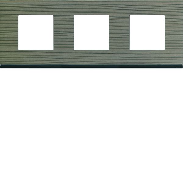 Plaque de finition Gallery 3 postes horizontale Grey wood entraxe 71 mm WXP4813