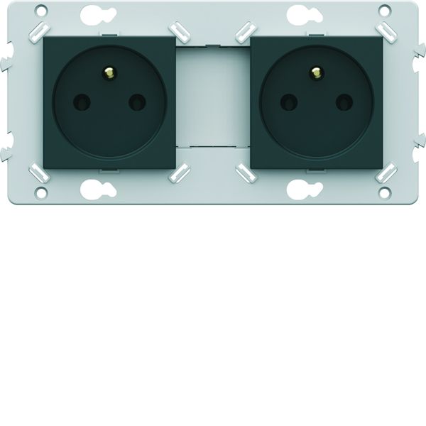 Prise double Essensya 2P+T Pré cablées Anthracite WE122A