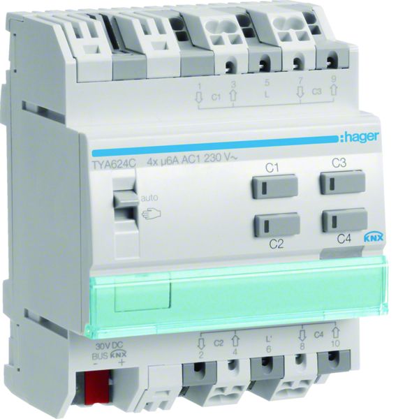 Actionneur KNX 4 moteurs volets et stores à bannes pour moteur 6A/230V TYA624C