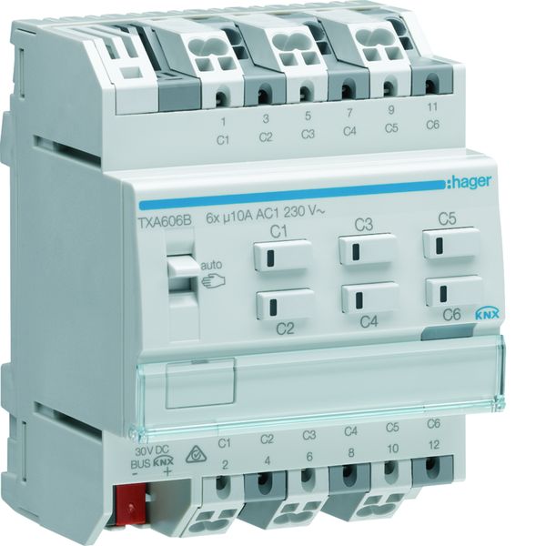 Actionneur KNX 6 sorties 10A/230V configuration Mode Easy/ETS TXA606B