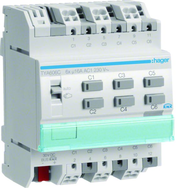Actionneur KNX 6 sorties 16A/230V configuration Mode ETS uniquement TYA606C