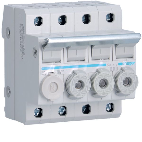 Porte-fusible combiné 3P+N 20A 380V L38 4M avec cartouche L95400