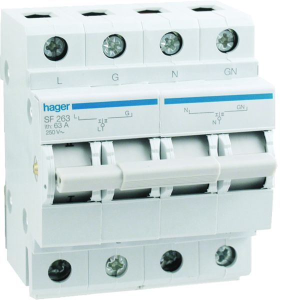 Inverseur avec point zéro 63A 2P 230 - 230VAC 4 modules SF263