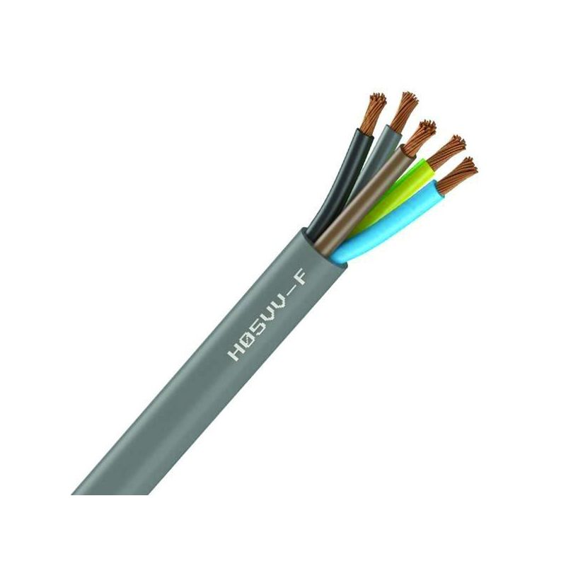 Câble Électrique Souple H05 VV-F Gris 5G2.5 mm² - Couronne De 50M