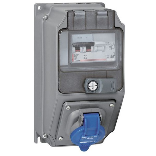 [LEG059207] Coffret Monoprise Hypra Ip44 2P+T 16A 200V~ À 250V~ Et 1 D legrand 059207