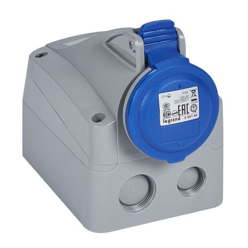 [LEG555154] Prise Saillie Fixe P17 Ip44 16A 200V~ À 250V~ 2P+T legrand 555154