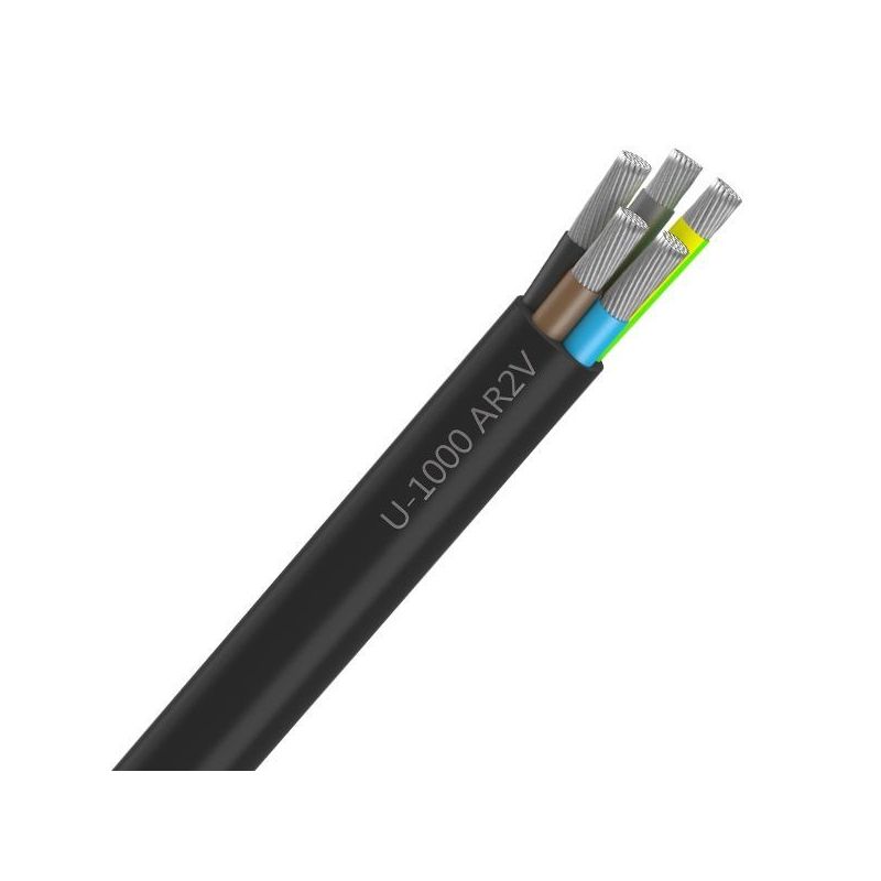 Câble électrique U-1000 AR2V 2x25 mm2 alu rigide noir - touret de 50m