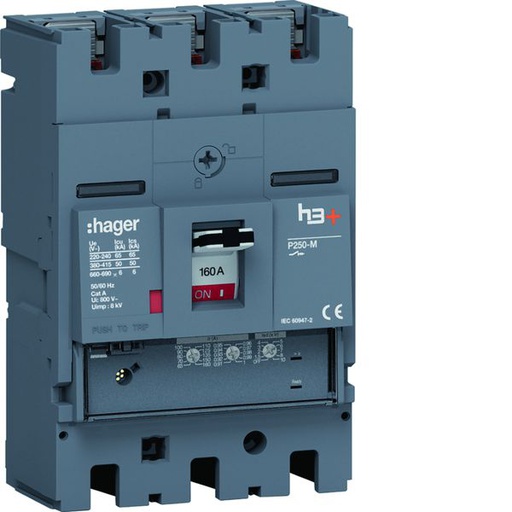 [HAG-HMT160GR] Disjoncteur Boitier Moulé h3+ P250 LSNI 3P In160A Icu50kA à plage HMT160GR