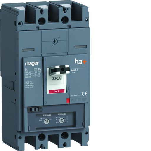 [HAG-HEW320DR] Disjoncteur Boitier Moulé h3+ P630 TM A/A 3P3D In320A Icu70kA à plage HEW320DR