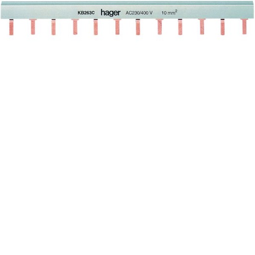 [HAG-KB263C] Barre de pontage 2P 63A à languette 10mm² 12modules KB263C