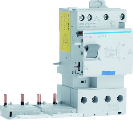 [HAG-BFH866] Bloc différentiel double sortie 63A 300mA 4P type A HI 50/60Hz à bornes alignées BFH866