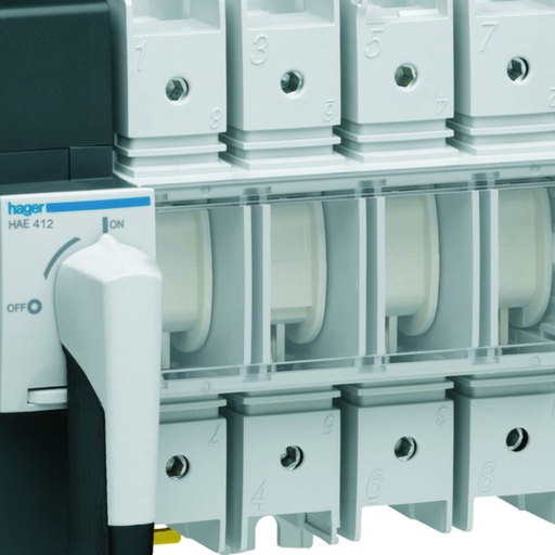 [HAG-HAE412] Interrupteur à coupure visible 4P In125A Ue380 - 415Vac Poignée rotative courte HAE412