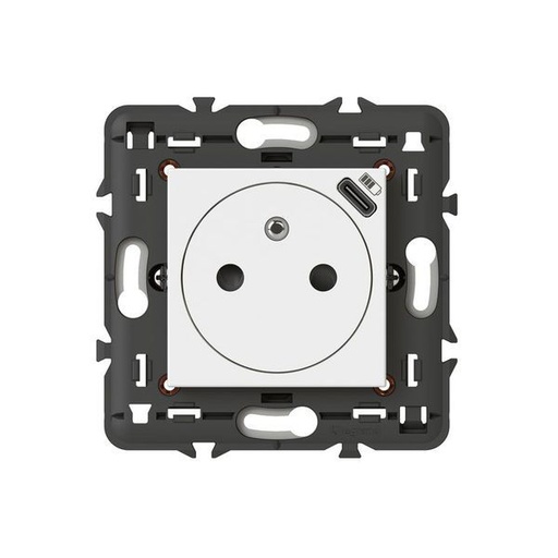 [LEG077161L] Prise 2P+T Surf Fr Usb C Blanc +Support legrand 077161L