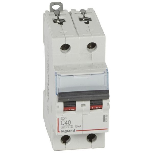 [LEG407788] Disjoncteur Dx³6000 10Ka Arrivée Haute/Départ Bas Vis 2P 40A legrand 407788