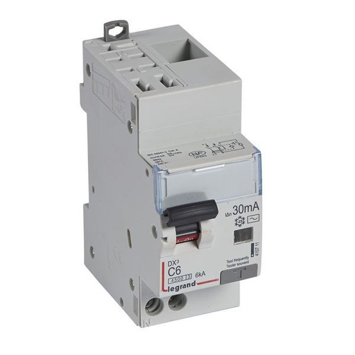 [LEG410711] Dx3 Disj Differentiel 1P+Ng C 6A 4500A/6 Ka Ac 30Ma Auto legrand 410711