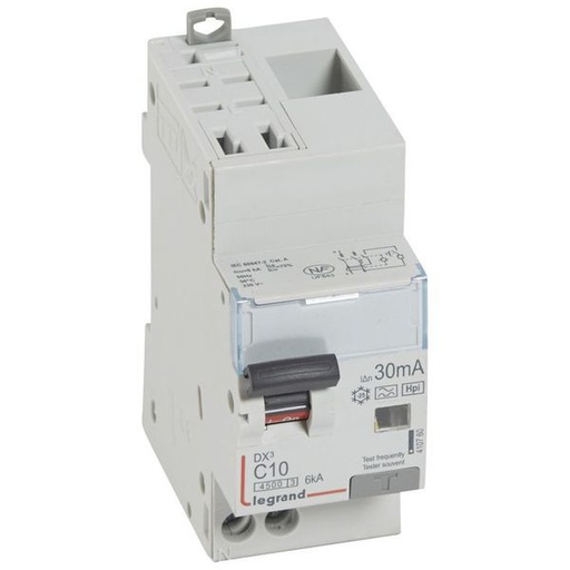 [LEG410760] Dx3 Disj Differentiel 1P+Ng C 10A 4500A/ 6Ka F 30Ma Auto 2 M legrand 410760