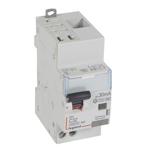 [LEG410764] Dx3 Disj Differentiel 1P+Ng C 32A 4500A/ 6Ka F 30Ma Auto 2 M legrand 410764