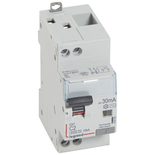 [LEG410782] Dx3 Disj Differentiel 1P+Ng C 2A 6000A/1 0Ka Ac 30Ma 2 Modul legrand 410782