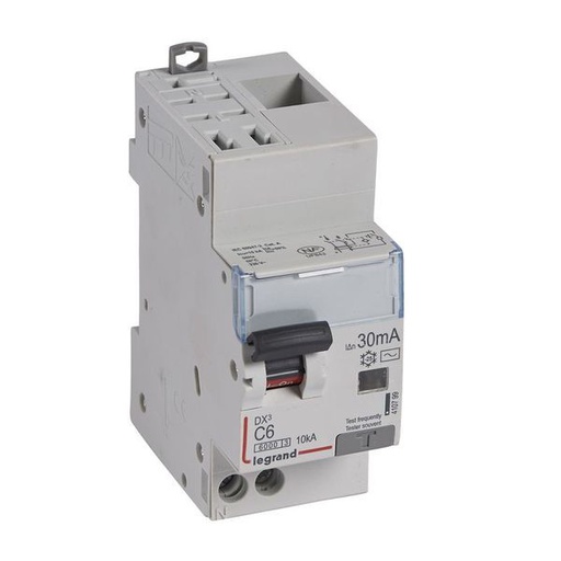 [LEG410799] Dx3 Disj Differentiel 1P+Ng C 6A 6000A/1 0Ka Ac 30Ma Auto legrand 410799