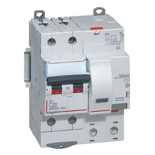 [LEG411165] Dx3 Disj Differentiel 2P C 20A 6000A Ac 30Ma 4 Modules Tg Au legrand 411165