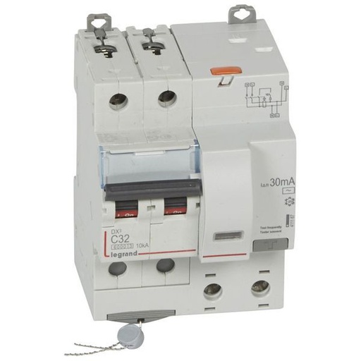 [LEG411167] Dx3 Disj Differentiel 2P C 32A 6000A Ac 30Ma 4 Modules Tg Au legrand 411167