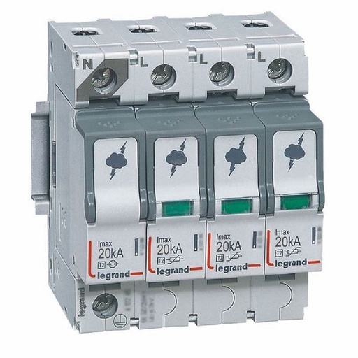 [LEG412225] Parafoudre Basse Tension Typet2 Imax 20Ka/Pôle 3P+N 320V~ legrand 412225