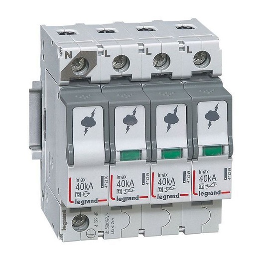 [LEG412245] Parafoudre Basse Tension Typet2 Imax 40Ka/Pôle 3P+N 320V~ legrand 412245