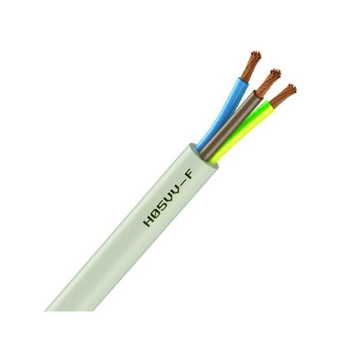 [CAB-1138] Câble Électrique Souple H05 VV-F Blanc 3G 0.75 mm² - Couronne De 50M