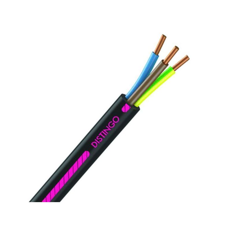 Câble électrique U-1000 R2V 3G1.5 mm2 cuivre rigide noir - couronne de 50m