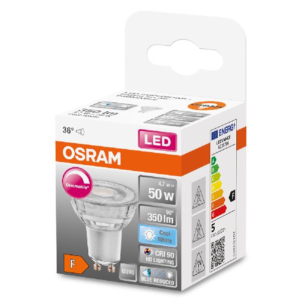 Spot PAR16 SuperStar+ LED 36° verre variable 4,7W=50 GU10 froid - 613102