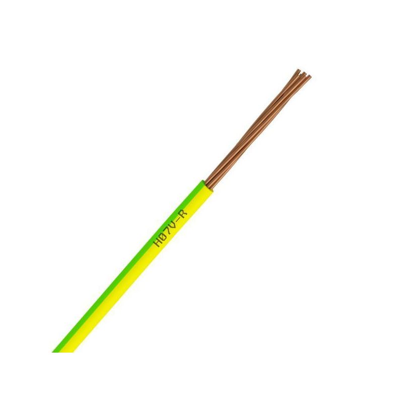 Fil Électrique H07 VR 6 mm² Rigide Vert-Jaune - Prix au m