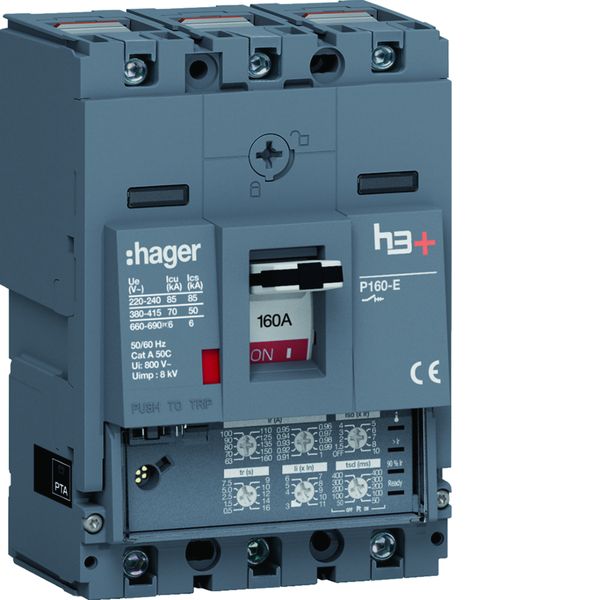 Disjoncteur Boitier Moulé h3+ P160 LSI 3P In160A Icu70kA à cage HES160JC