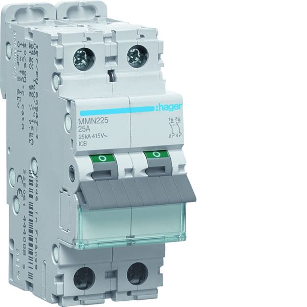 Disjoncteur magnétique 2P 20kA 25A 2 modules MMN225