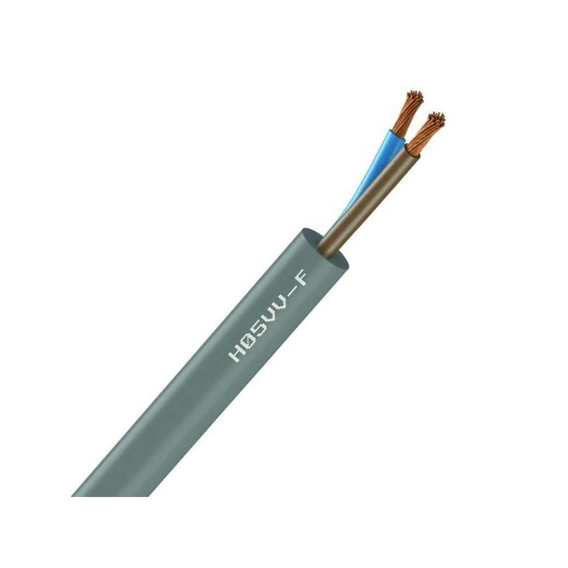 Câble Électrique Souple H05 VV-F Gris 2X1 mm² - Couronne De 50M