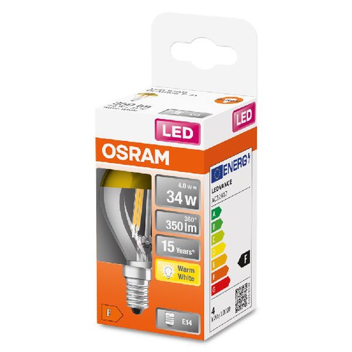 [OSR456549] LED Star CL P FIL Mirror Gold 34 non-dim 4W/827 E14 - 456549
