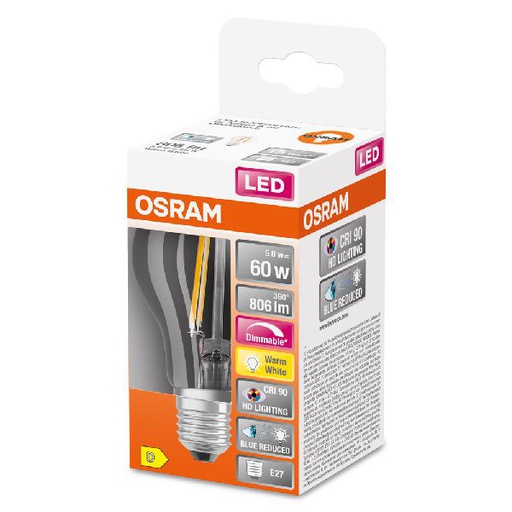 [OSR602458] LED SuperStar+ Standard clair filament variable 5,8W=60 E27 chaud - 602458