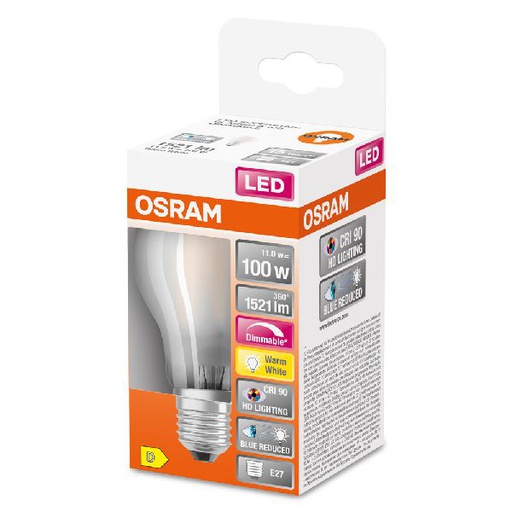 [OSR602656] LED SuperStar+ Standard verre dépoli variable 11W=100 E27 chaud - 602656