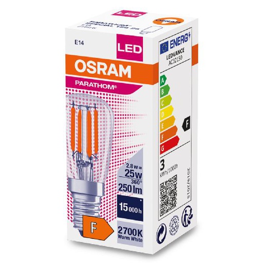 [OSR616875] Osram LED FIL Parathom T26 25 Claire 827 E14 2,8W Verre - 616875
